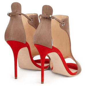Women's Sexy High Heel Suede Red Bottom Sandals