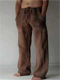 Men's Casual Lace Up Elastic Waist Sun Print Cotton Pants