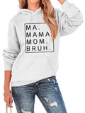 Female Casual Letter Print Pullover Loose Hoodies with Kangaroo Pocket