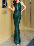 Stunning Sequin Halter Neck Mermaid Dinner Date Dress