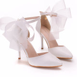 Sexy Fire Red&White Butterfly Floral Pointed Toe Party High Heel Pumps
