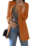 Women's Open Front Striped Blazer for Spring Autumn