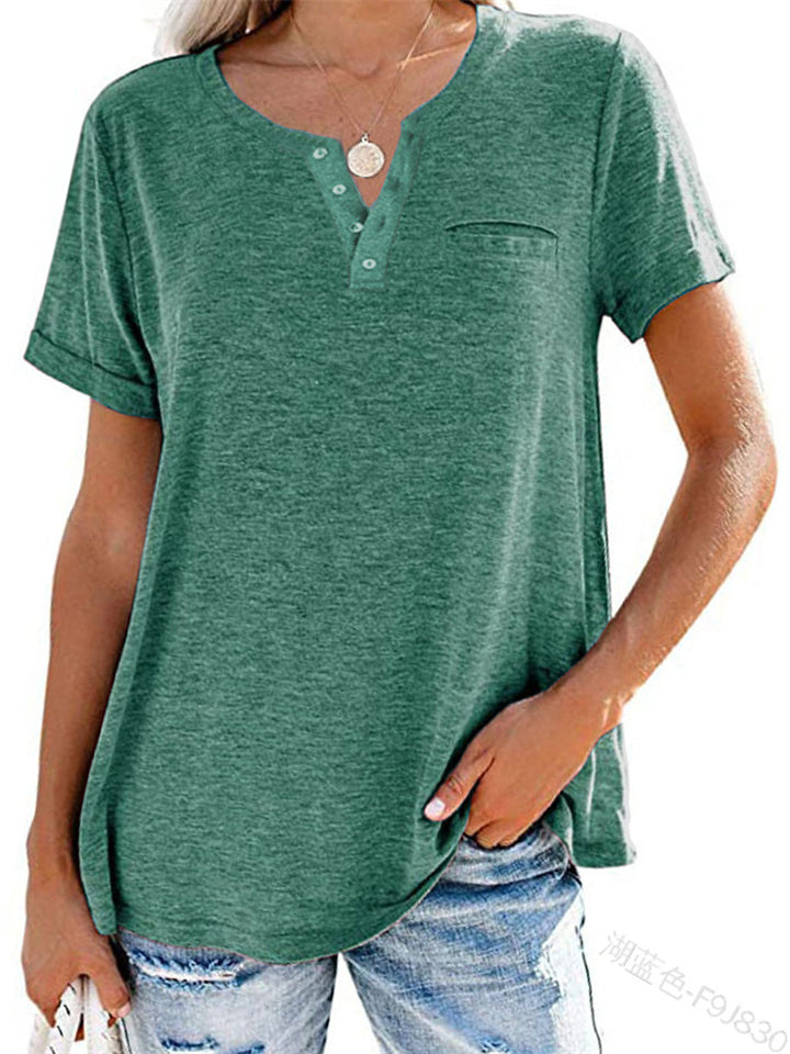 Casual Solid Color Short Sleeve Loose T-Shirts