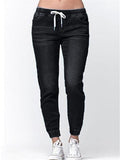 Womens Elastic Waist Drawstring Jeans