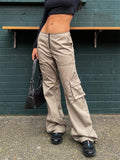 Women’s Multi Pockets High Waist Straight Leg Street Cargo Pants
