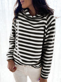 Women's Fashion Stripe Slim Fit Long Sleeve Pullover Hoodies