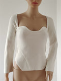 Women's Square Neck Sweetheart Neckline Cut Sweaters