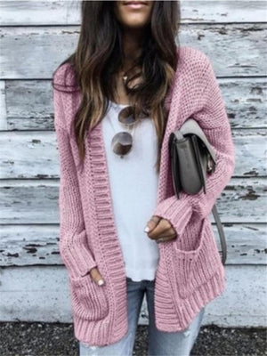 Comfy Front Open Knit Cardigan Sweater with Pockets