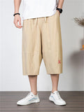 Men's Simple Casual Plus Size Linen Cropped Pants