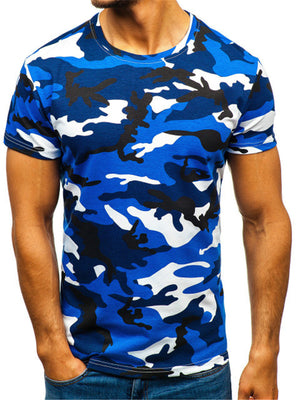 Men's Camouflage Printed Round Neck T-Shirt
