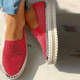 Cute Rhinestone Slip On Glitter Loafers for Women