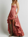 Sexy Backless Sleeveless Solid Color Long Beach Dress