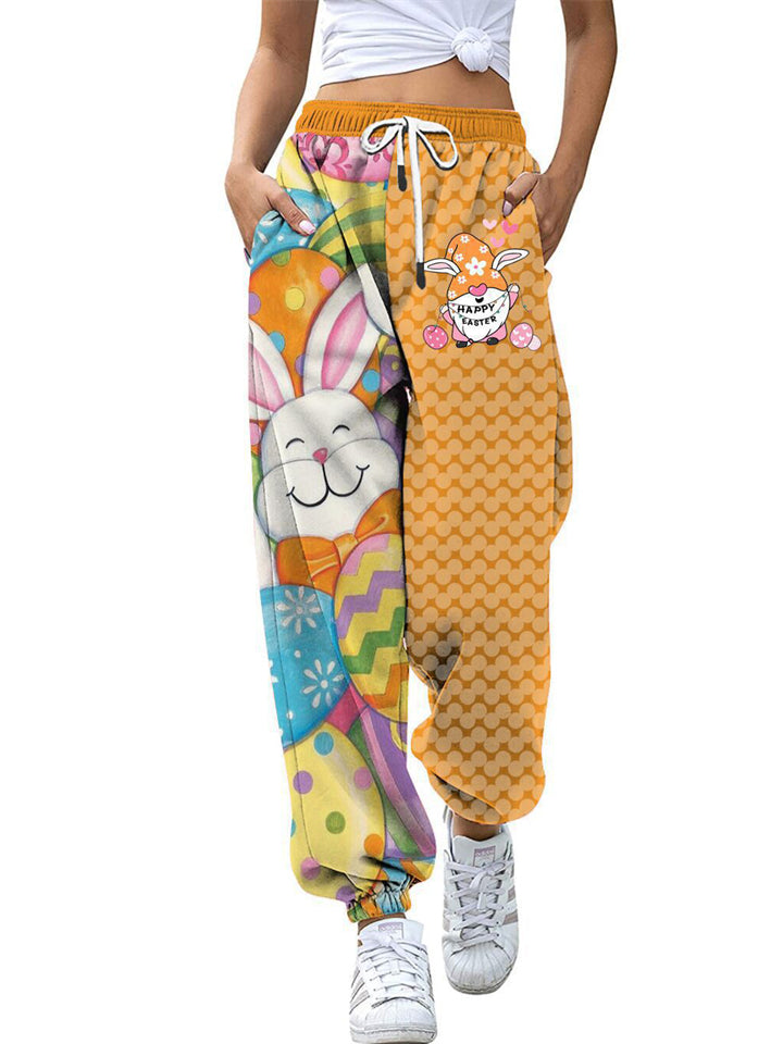 Lovely Cartoon Bunny Printed Easter Trendy Women's Pants
