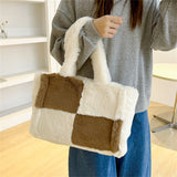 Cute Contrast Color Shearling Handbags For Women