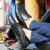 Men‘s Genuine Leather Casual Slip On Driving Shoes