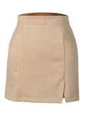 Women's Sexy A Line Suede High Waisted Skirts