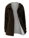 Vintage Casual Warm Plush Lined Hooded Jacket for Women