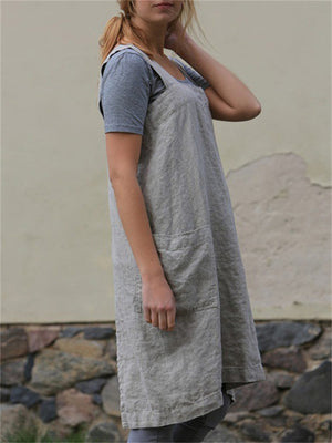 Women's Comfort Relaxed Cotton Linen Home Wear Dress