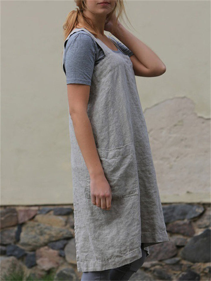 Women's Comfort Relaxed Cotton Linen Home Wear Dress