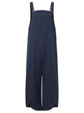 Plus Size Cotton Linen Dungarees Jumpsuits