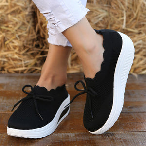 Women's Mesh Surface Breathable Lace-up Running Loafers