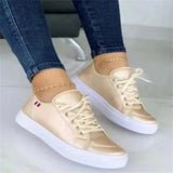 Trendy Round Toe Smooth PU Lace Up Flat Shoes for Women