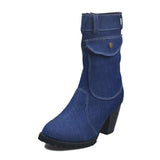 Women's Stylish High Heeled Denim Ankle Boots
