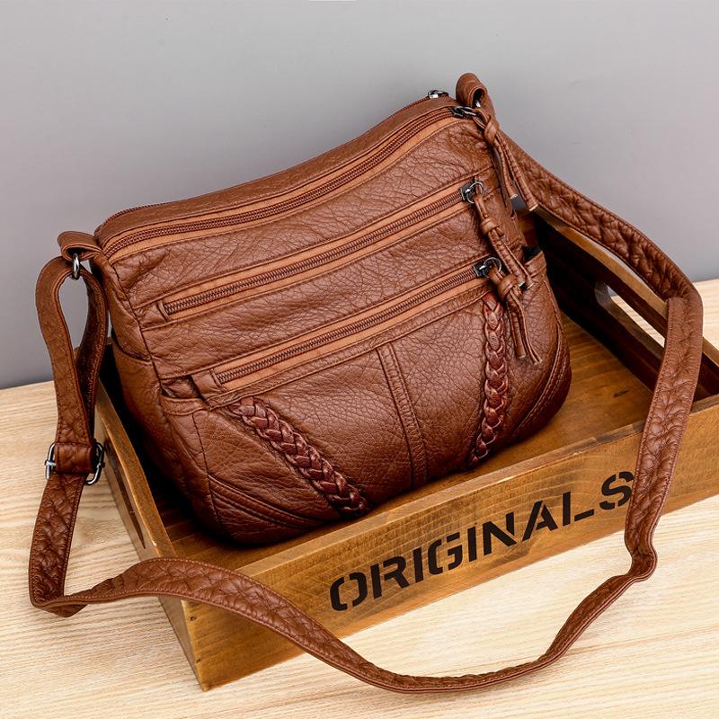 Vintage Style Soft Touch Textured Design Spacious Interior Adjustable Shoulder Strap Crossbody Bag