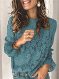 Women Pretty Flared Long Sleeve Lace Shirt