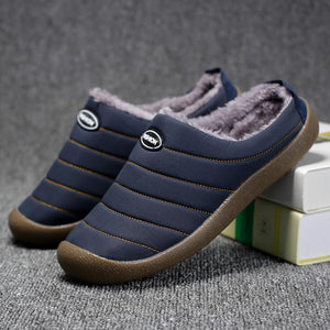 Winter Casual Waterproof Non-Slip Plush Warmth Slippers For Men