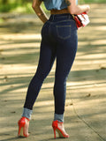 Simple Style Slim Fit Stretchy Hemming Women Denim Jeans