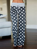 Women's Cute Floral Drawstring Wide-Leg Cotton Vacation Pants