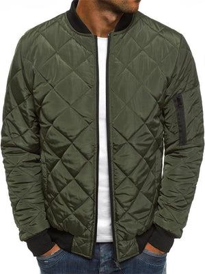 Men's Fashion Diamond Quilted Flight Bomber Jacket Coat