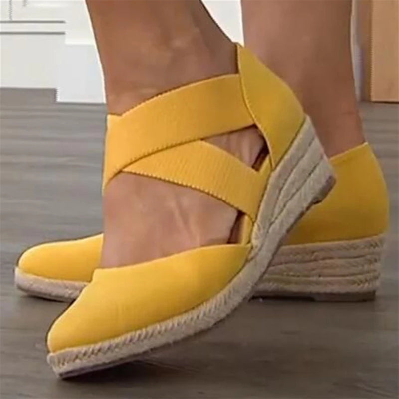 Fashion Cross Strap Wedge Heel Espadrilles Sandals for Women