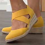 Fashion Cross Strap Wedge Heel Espadrilles Sandals for Women