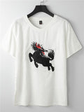 Simple Design Two-Piece Outfit Round Neck T-Shirts + Drawstring Pants
