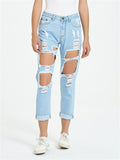 Street Style Ripped Harem Pants Extra Loose Campus Women Jeans for Summer Autumn