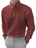 Men's Trendy Stand Collar Long Sleeve Pullover Office Wear Shirts
