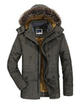 Men's Casual Faux Fur Hooded Warm Parka Coat