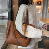 On-Trendy Large Capacity Ultra-Soft Material Slip Pocket Shoulder Bag Tote Bag