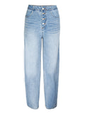 Youth Campus Style Extra Loose Straight-Leg Light Blue Denim Jeans for Women