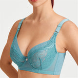 Women's Floral Mesh Jacquard Minimized Thin Bras - Pink