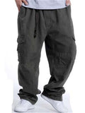 Oversized Loose Elastic Waist Work Pants With Pockets