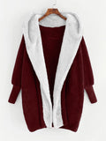 Fluffy Contrast Color Long Sleeve Hoodies