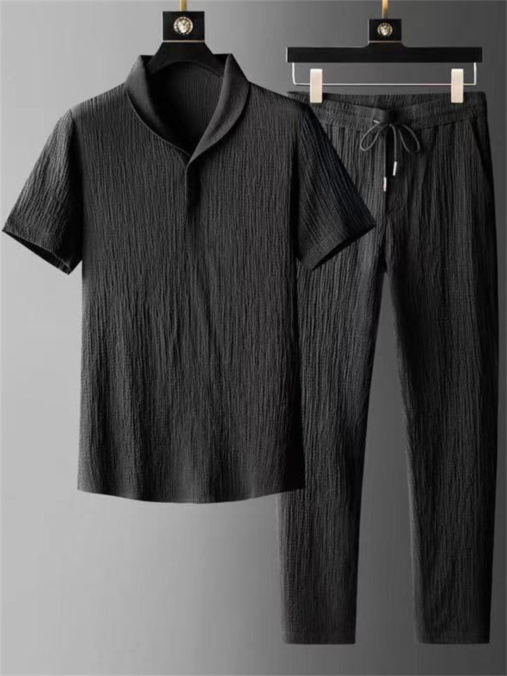 Trendy Solid Color Short Sleeve 2-Pieces Outfits