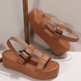 Women's Stylish Thick Sole Buckle Up Roman Sandals