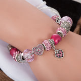 Pink Trendy DIY Crystal Large Hole String Beads Bracelets