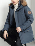 Men's Plus Size Hooded Fur Collar Loose Long Downcoat