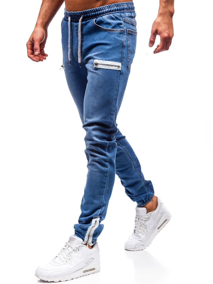 Men's Fashion Cozy Elastic Waist Lace Up Jeans
