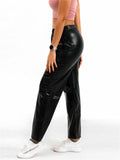 Women's High Waist Straight Leg Bright Metallic Pants